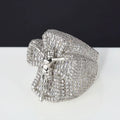 Iced Out Cross Jesus Ring Stainless Steel CZ