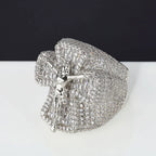 Iced Out Cross Jesus Ring Stainless Steel CZ