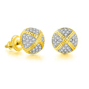 Hemispherical Style Chunky Cross Iced Out CZ Stud Earrings for Men Women Hip Hop Rock Piercing Ear Earings Punk Jewelry
