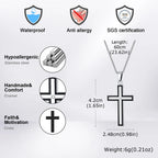 Iced Out Cross Black Pendant Necklace — Stainless Steel