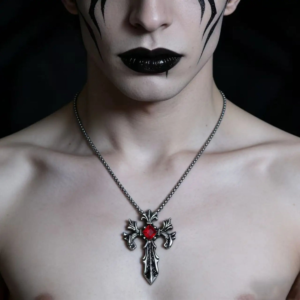 Stone Cross Pendant Necklace