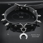 Moon Crescent Black Pendant Necklace — Stainless Steel