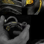 Viking Style Dragon Bracelet Retro Intricate Carving Adjustable Cuff Bangle Unique Norse Gothic Jewelry Gifts for Men