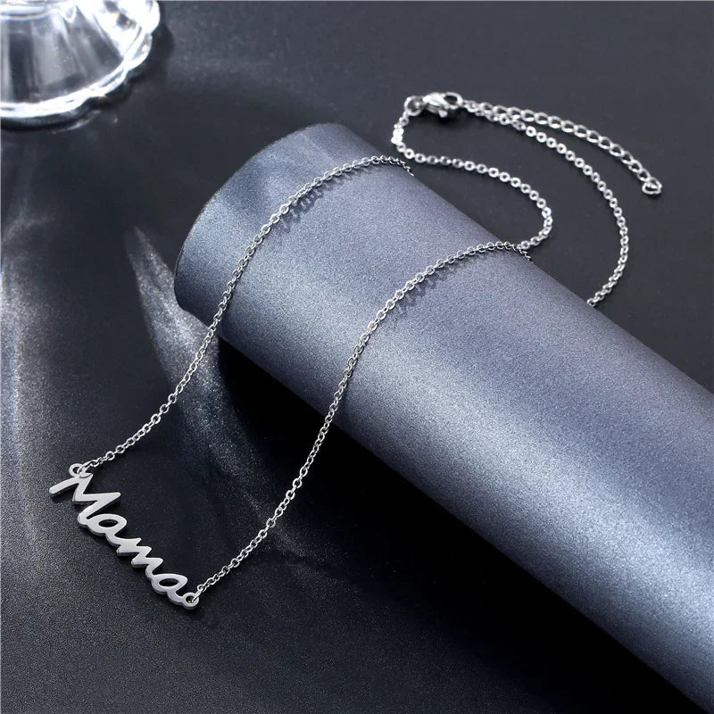 Mama Letter Pendant Necklace — Minimal