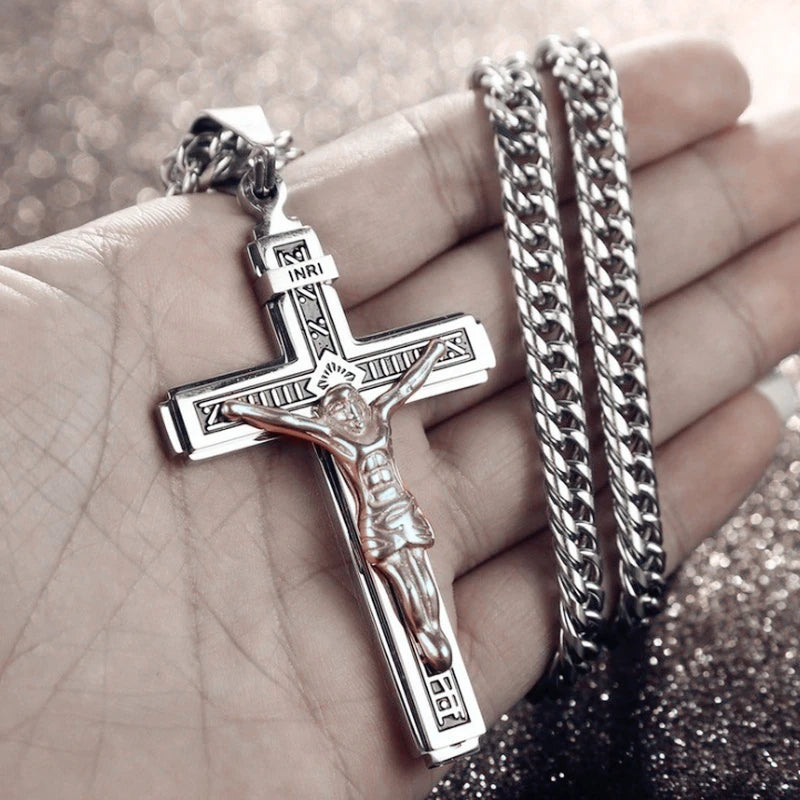 Vintage Catholic Cross Pendant Necklace — Amulet
