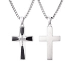 Zircon Cross Pendant Necklace for Men — Stainless Steel