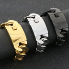 Waterproof 316l Stainless Steel Jewelry Bracelet for Man 24MM Width Curb Cuban Link Chain Men's Bracelets Fathers' Day