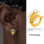 Trident Neptune Hoop Earrings — Stainless Steel