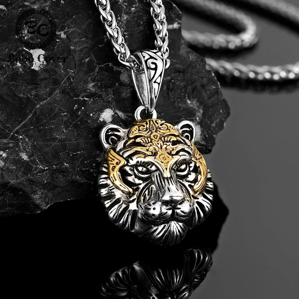 Tiger Head Pendant Necklace — Copper