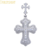 Iced Out CZ Cross Infinity Link Pendant — Gold