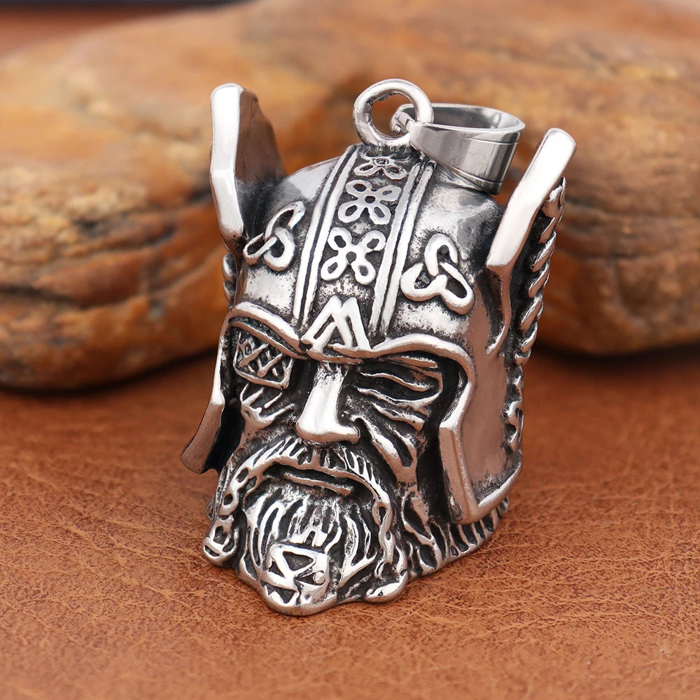 Vintage Design Viking Warrior Bell Pendant Motorcycle Wind Nordic Odin Guardian Bell Necklace Gift Jewelry Accessories