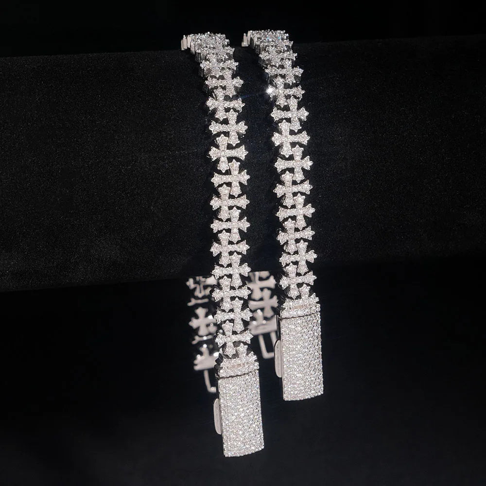 925 Silver Cross Chain Necklace Moissanite VVS