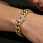 Black Cuban Bracelet Iced Out 8-14MM Stainless Steel