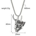 Handsome Rascal Ghost Mask Pendant Necklace Gold & Silver Color Horn Bull King Design Fashion Jewelry for Men And Women