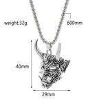 Handsome Rascal Ghost Mask Pendant Necklace Gold & Silver Color Horn Bull King Design Fashion Jewelry for Men And Women