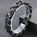 Retro 18MM Width Curb Cuban Link Chain Bracelet for Man Solid Stainless Steel Men's Bracelets Jewelry Accessories Gifts