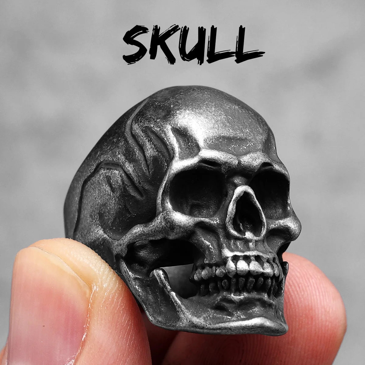 Vintage Punk Gothic All Skull Head Series Stainless Steel Womens Mens Rings Unique for Biker Jewelry Creativity Gift