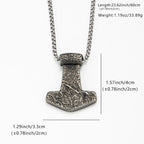 Mjolnir Thor Hammer Box Chain Pendant Necklace — Stainless Steel