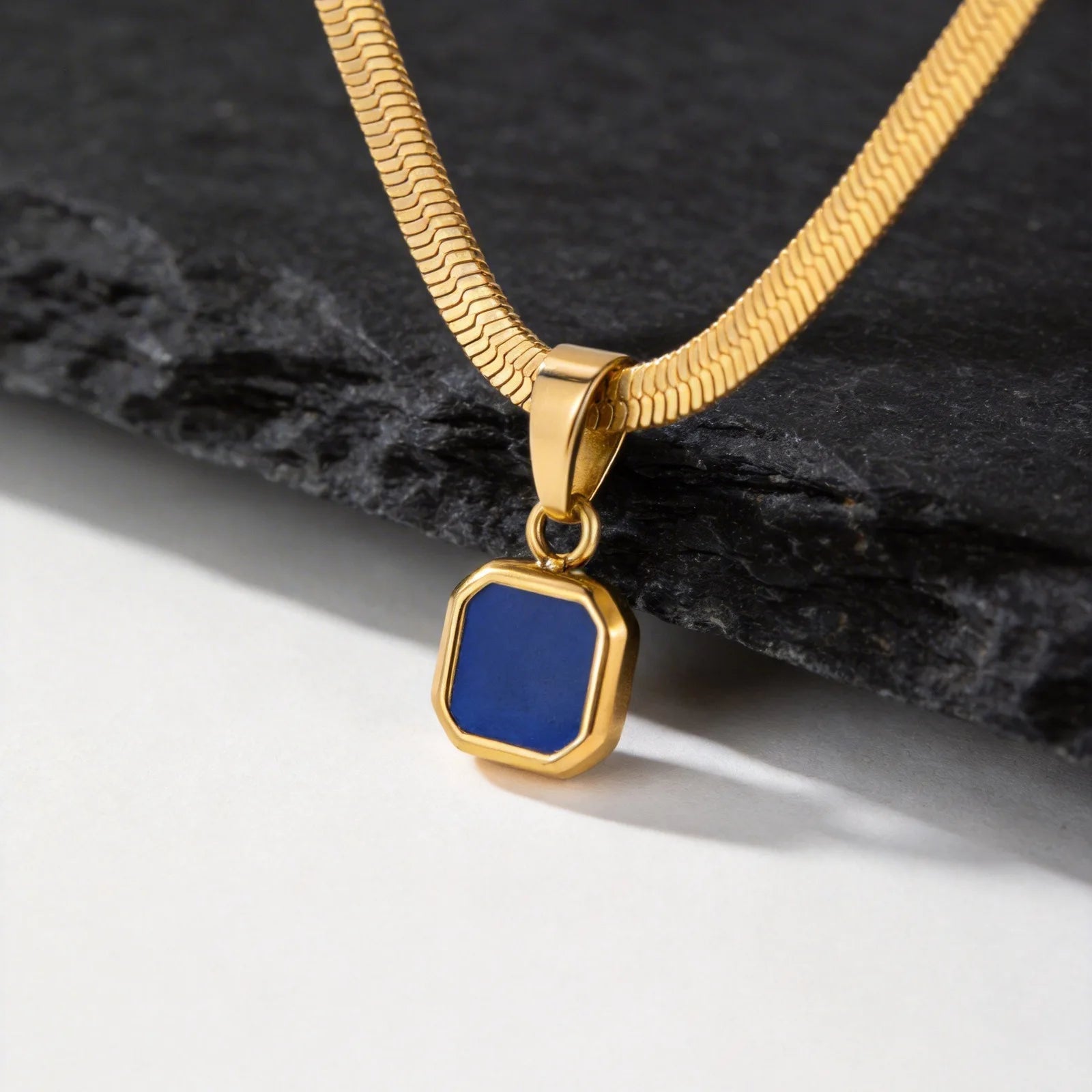Stone Cuban Chain Pendant Necklace — SS