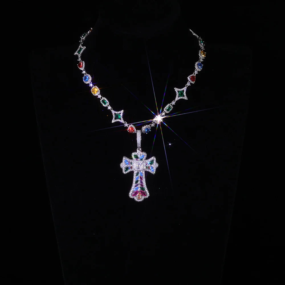 Iced Cross Pendant Necklace