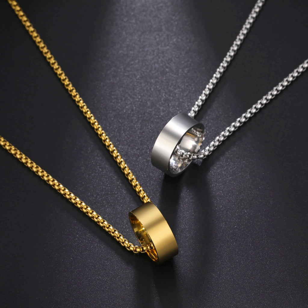 Circular Ring Pendant Necklace — Stainless Steel