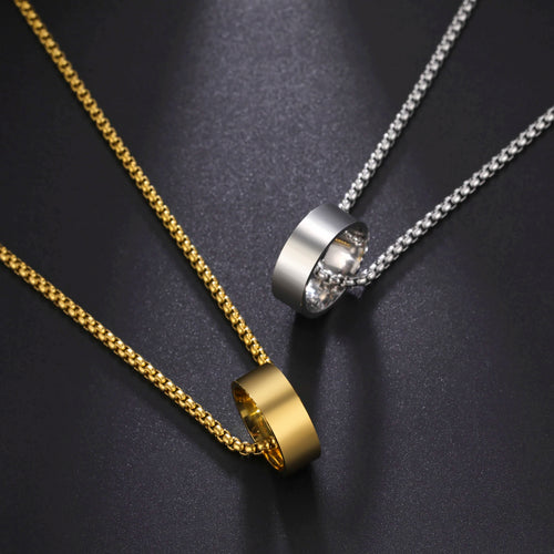 Circular Ring Pendant Necklace — Stainless Steel