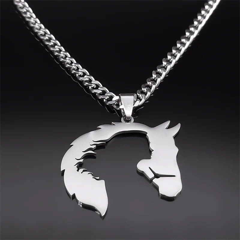 Horse Steel Pendant Silhouette Hollow Horsehead