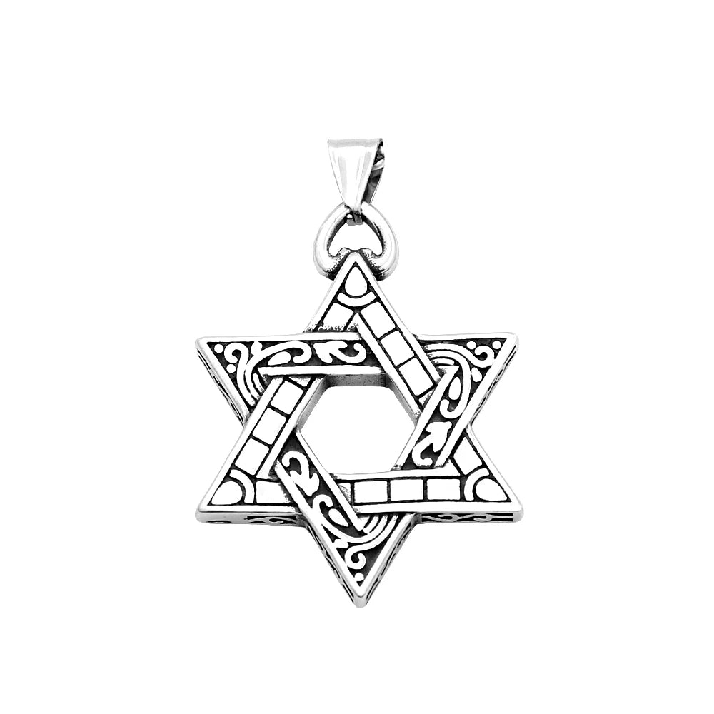 Star Steel Pendant Vintage David Punk Hexagonal