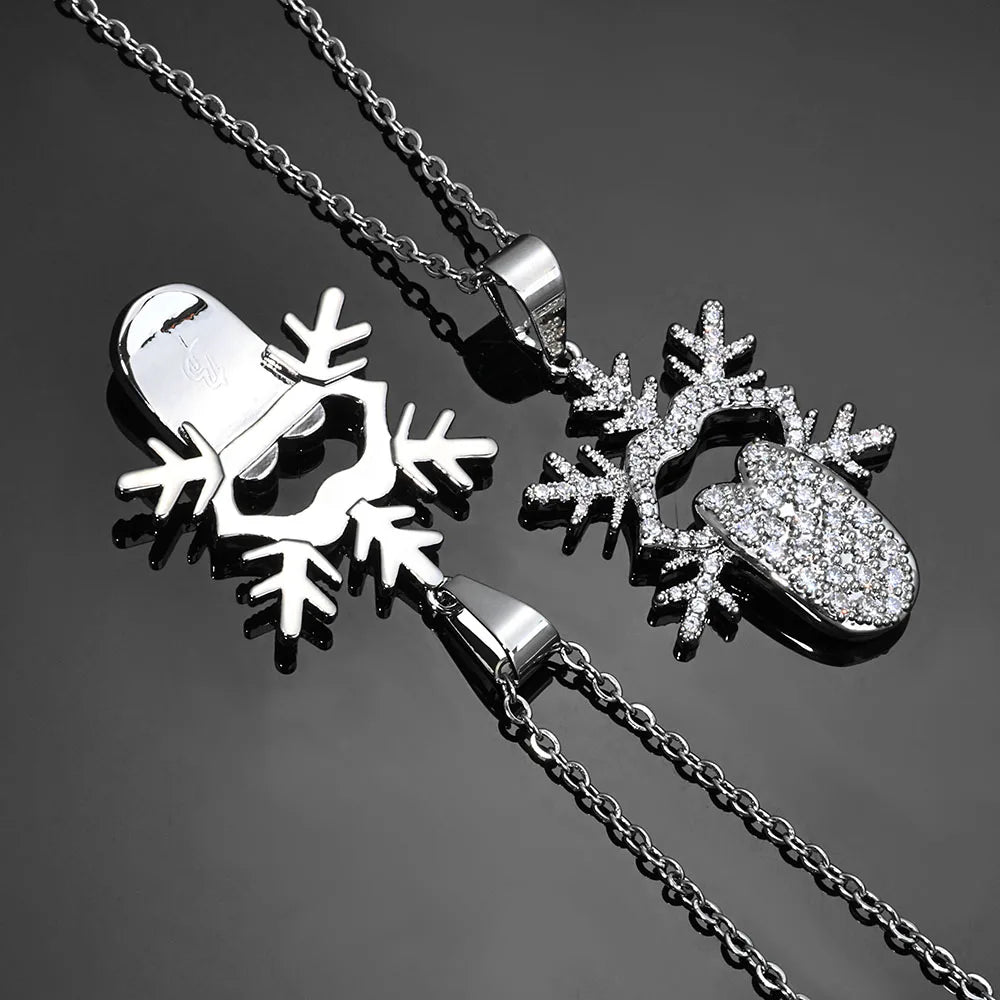 Gold Iced Out Snowflake Pendant Necklace