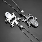 Gold Iced Out Snowflake Pendant Necklace