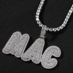 THE BLING KING Custom Baguettecz Initial Letter Iced Out Cubic Zirconia Number Name Pendant Chain Necklace Hiphop Punk