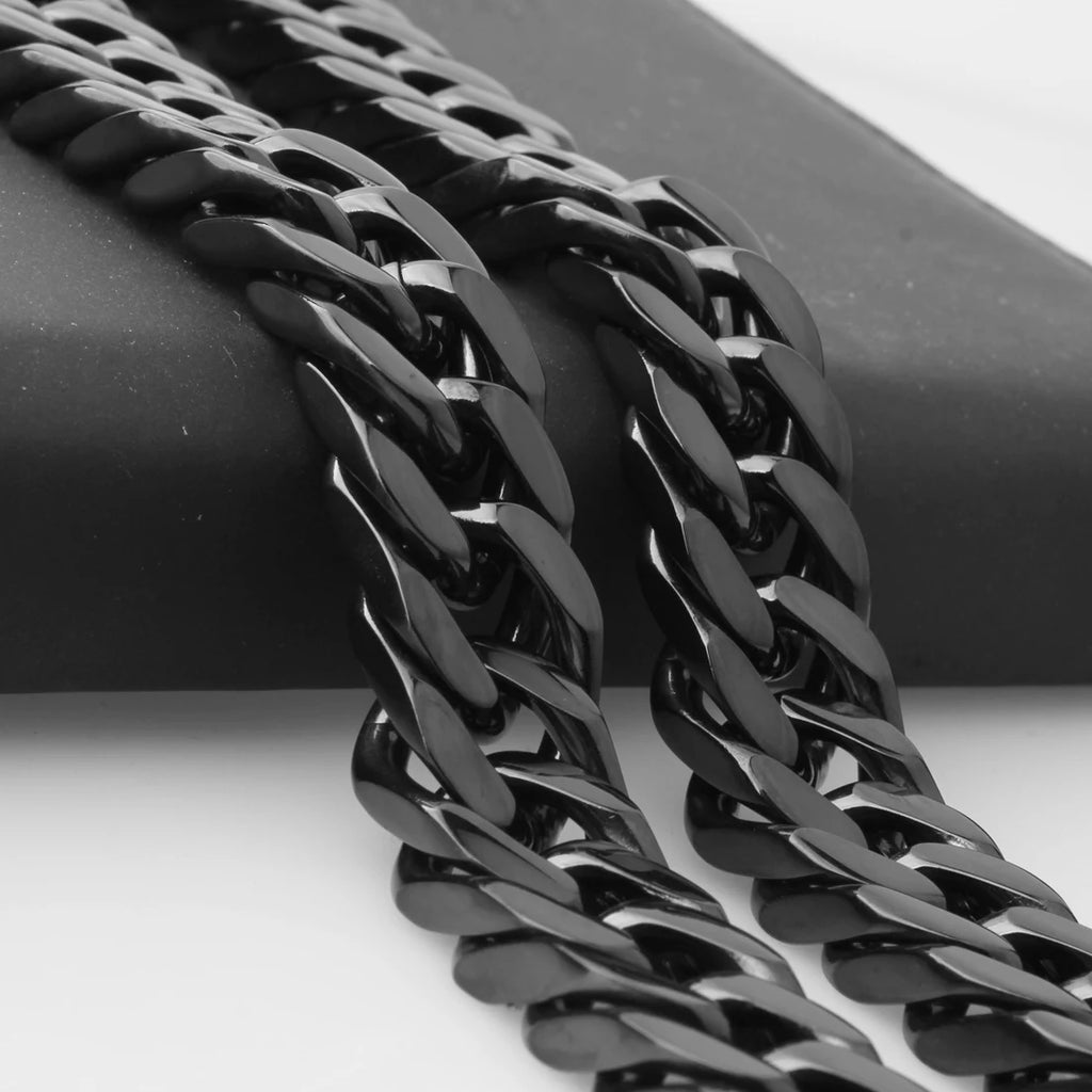 Cuban Black Chain 10-17MM Width Necklace Solid
