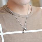 Silver Minimal Dumbbell Pendant Necklace