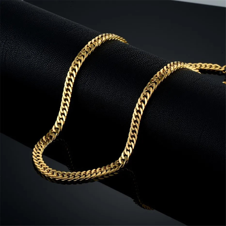 6.5mm Silver Tone/Black Gold Plated Chains for Men Boys, Mens Necklace Chains Stainless Steel Thick Cuban Link Chain