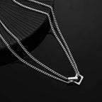 Hip Hop Double Lock Pendant Necklace For Man Woman Non-Fading Titanium Steel Choker Clavicle Chain Kpop Couple Jewelry