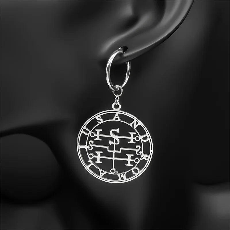 Baphomet Steel Earrings Seal Andromalius Hoop