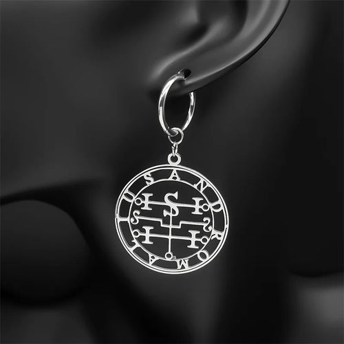 Baphomet Steel Earrings Seal Andromalius Hoop