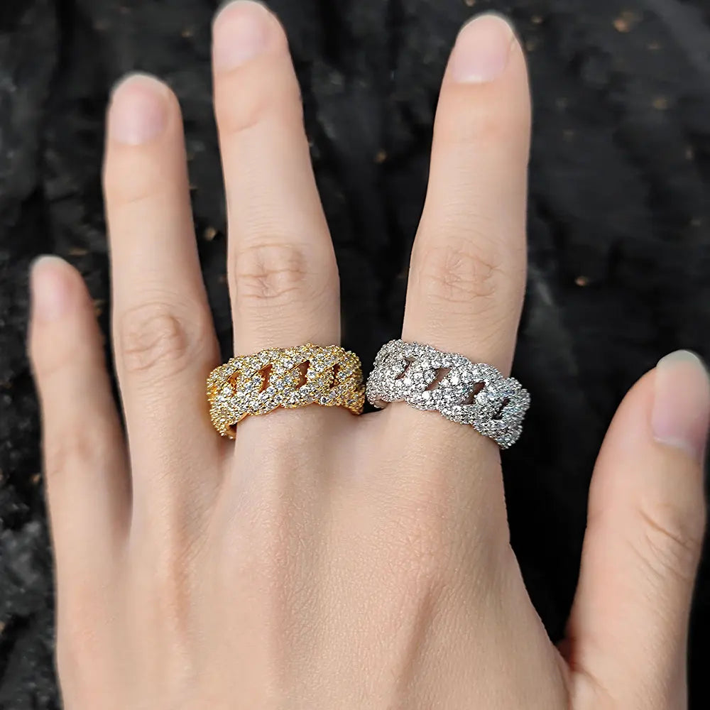 Iced Out Ring Stainless Steel Mesh CZ