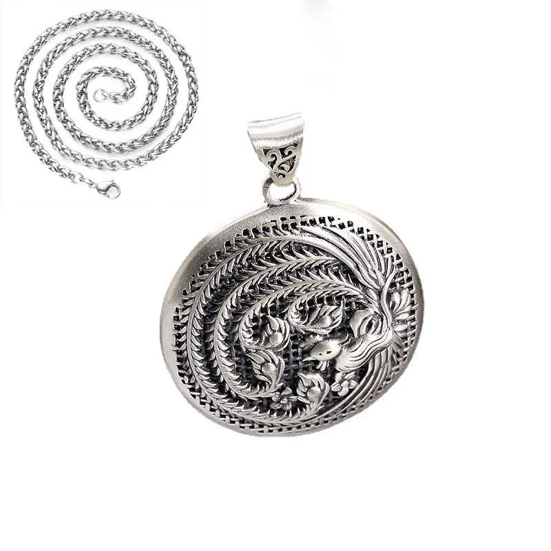 Silver-Tone Phoenix Pendant Necklace — Hollow Out