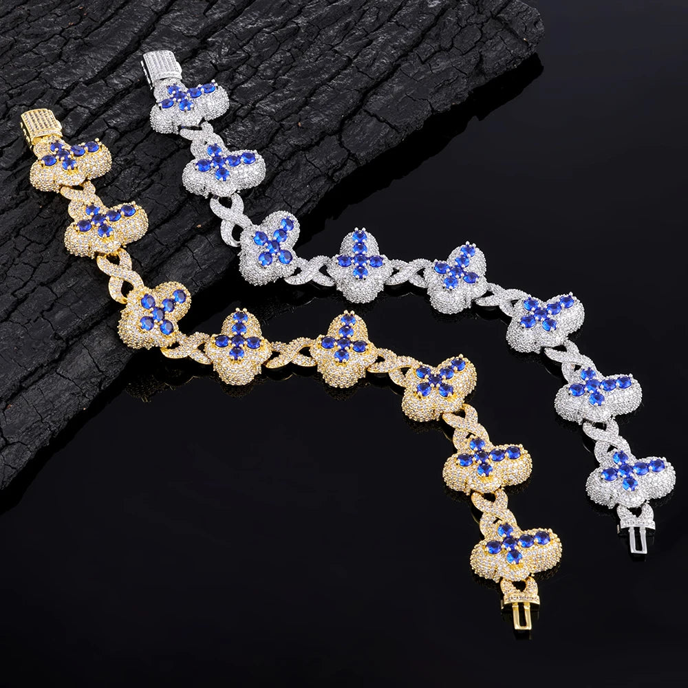 Iced Out Cross Bracelet Stainless Steel 20MM