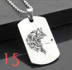 Wolf Dog Tag Pendant Necklace — Stainless Steel