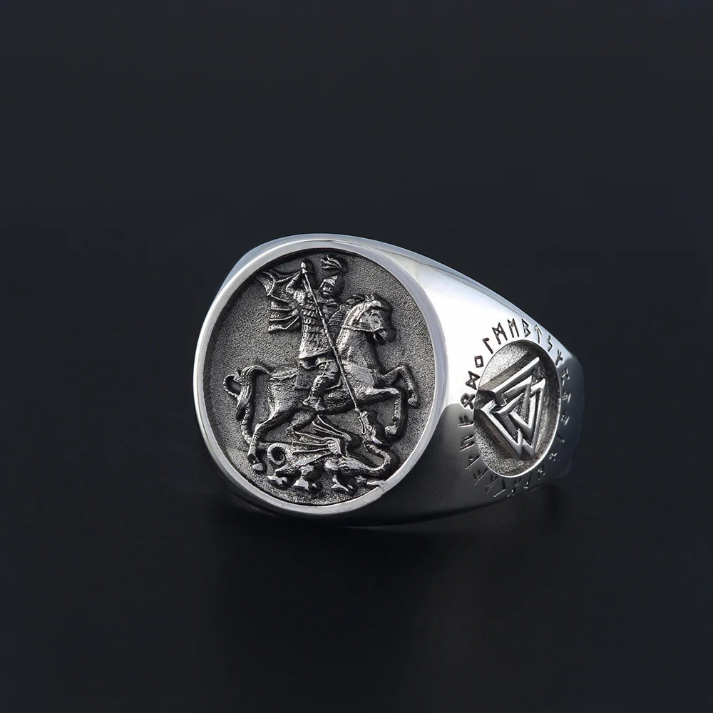 St. George Dragon Ring — 925 Silver