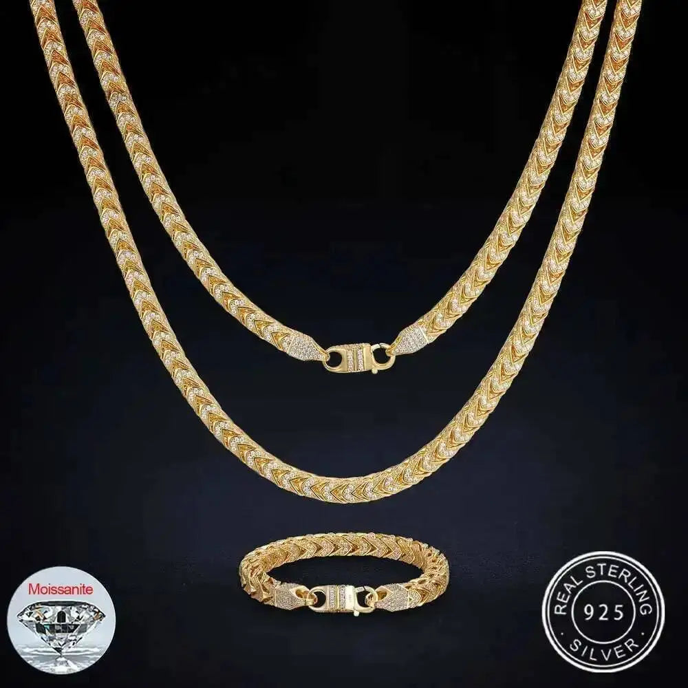 Iced Out Franco Link Chain Necklace 8mm — Two-Tone