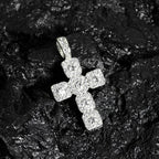 Iced Out Cross Pendant Necklace — 4mm Tennis Chain, Two-Tone