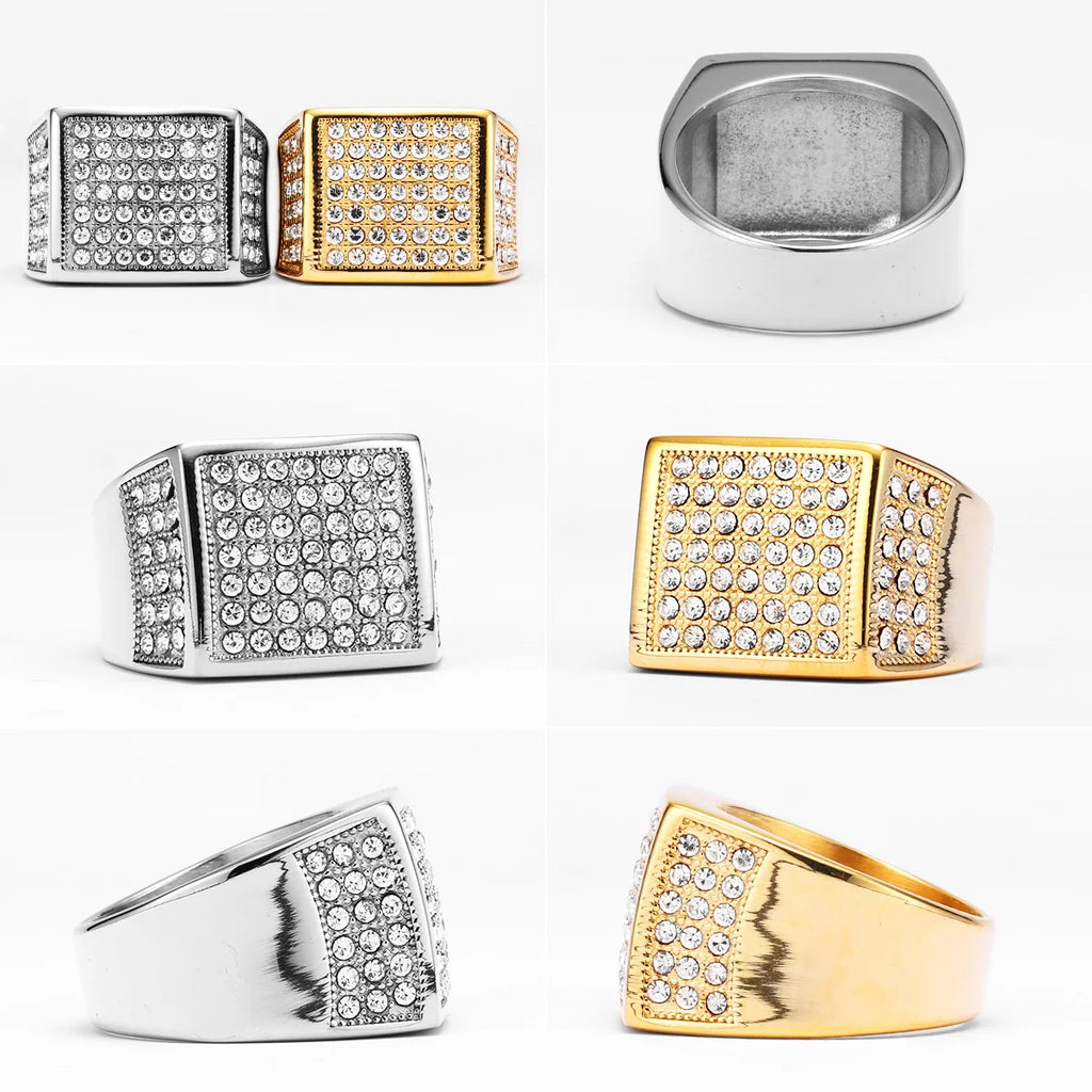 Square Gemstone Ring — Stainless Steel