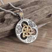 Round Celtic Nordic Rune Knot Necklace — Multi-Tone, Zinc Alloy