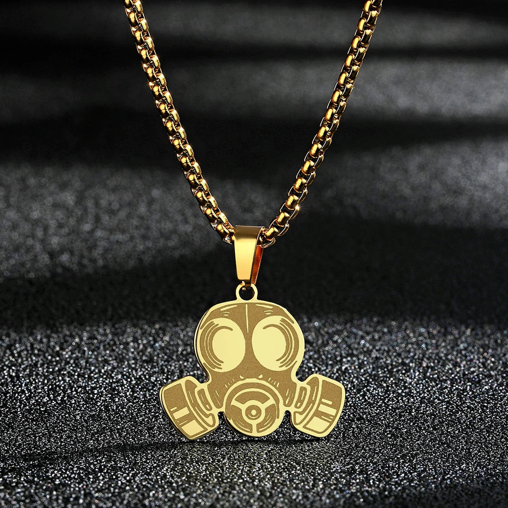 Todorova Stainless Steel Gas Mask Pendant Necklace For Women Men Punk Viking Medallion Neck Chain Charm Trendy Jewelry Gift
