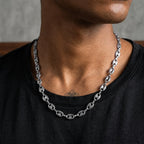 316L Stainless Steel Pig Nose Chain 58cm, Non-Tarnish Coffee Bean Link Necklace, Waterproof Hip Hop Jewelry Gold Silver
