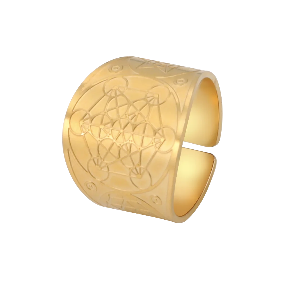 HIPEE Retro Punk Style Cross Celtic Knot Opening Ring for Men Seven Pointed Star Magic Formation Open Rings Couple Jewelry Gift