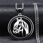 Horses Head Pendant Necklace for Men Women Stainless Steel Crystal Animal Chain Horse Accessories Jewelry Colar